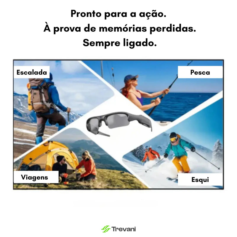 Óculos de sol Reel Cam® - Seu Olhar, Suas Memórias em 1080p!