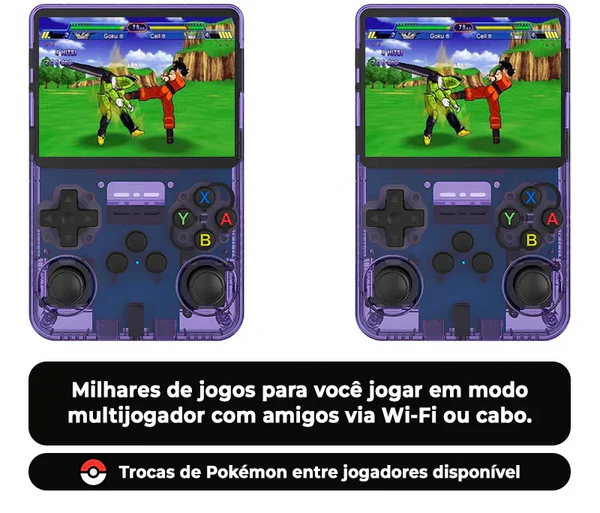 Portátil R36S - 30 Mil Jogos de 25 Consoles + BRINDE HOJE (Estojo de Armazenamento de Couro)