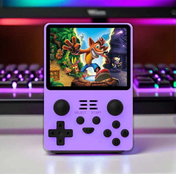 Portátil R36S - 30 Mil Jogos de 25 Consoles + BRINDE HOJE (Estojo de Armazenamento de Couro)