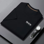 Camiseta masculina nova bordada verão em torno do pescoço manga curta camiseta masculina manga curta topo harajuku roupas masculinas