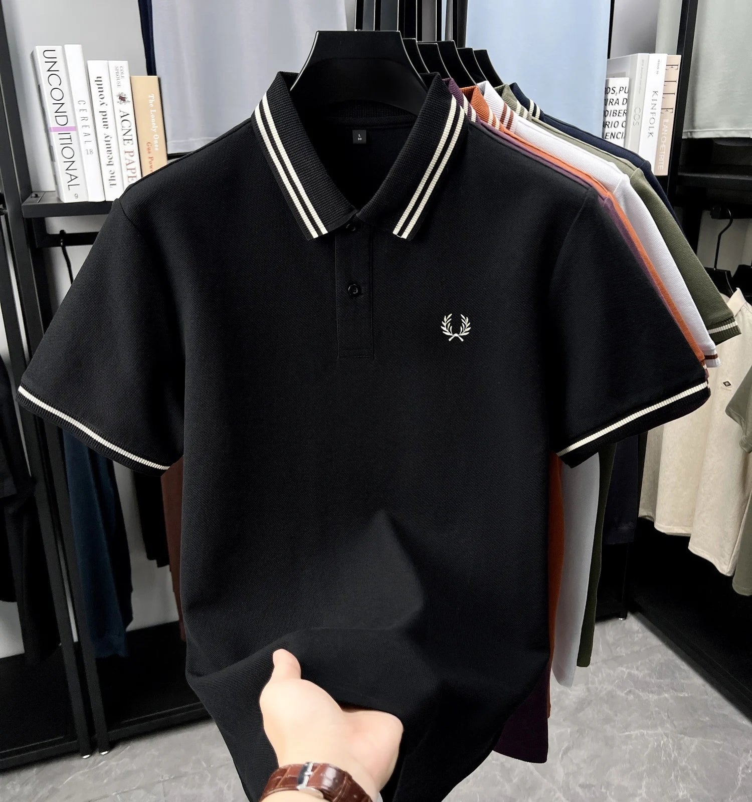 100% algodão puro de alta qualidade verão nova moda masculina manga curta confortável respirável camisa polo requintado bordado tshirt