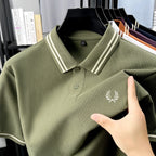 100% algodão puro de alta qualidade verão nova moda masculina manga curta confortável respirável camisa polo requintado bordado tshirt