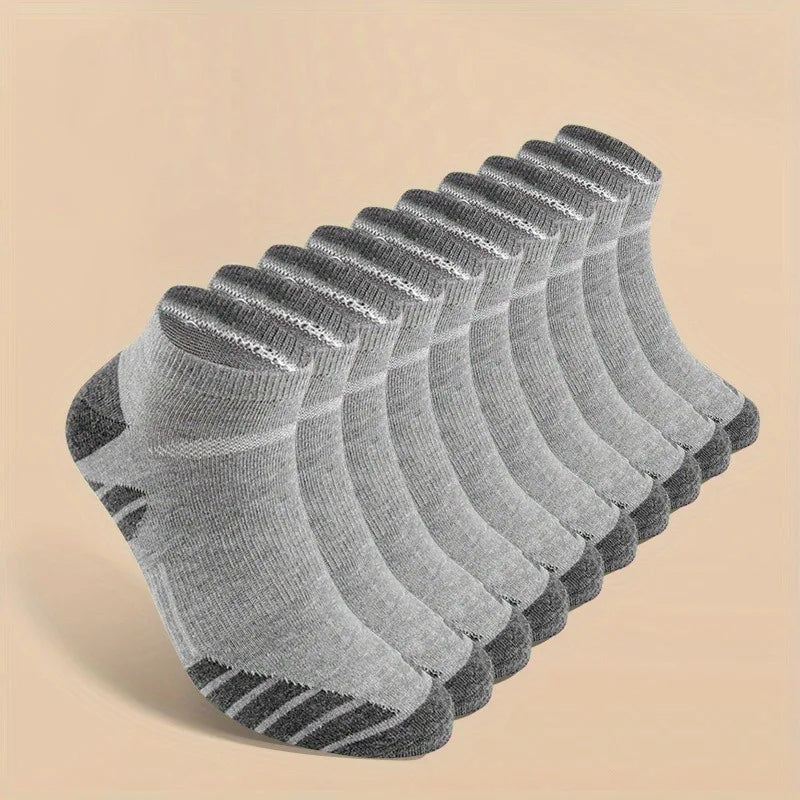 10 pares legal masculino preto branco quatro estações conjunto de meias de algodão masculino cor sólida respirável esportes correndo meias tamanho grande para homem